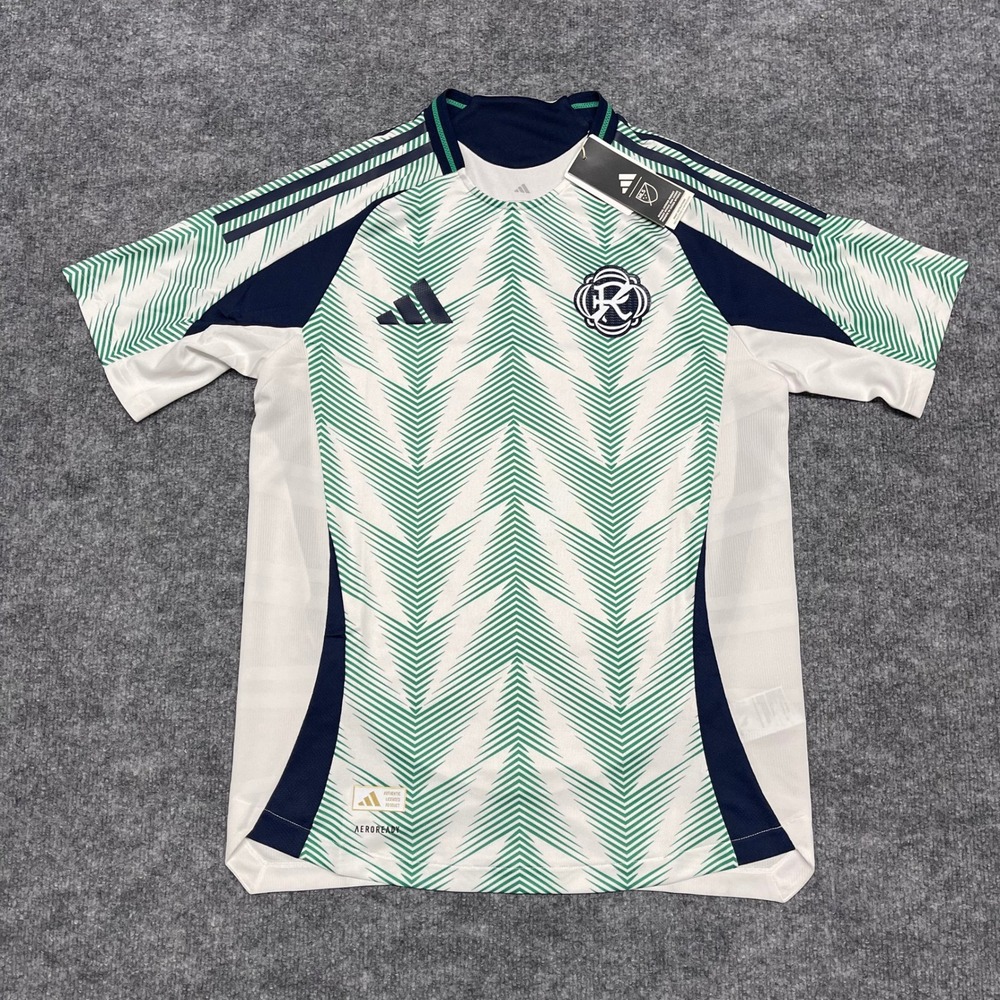 New England Revolution Jersey Men Medium Eastern White Pine Authentic Kit Adidas